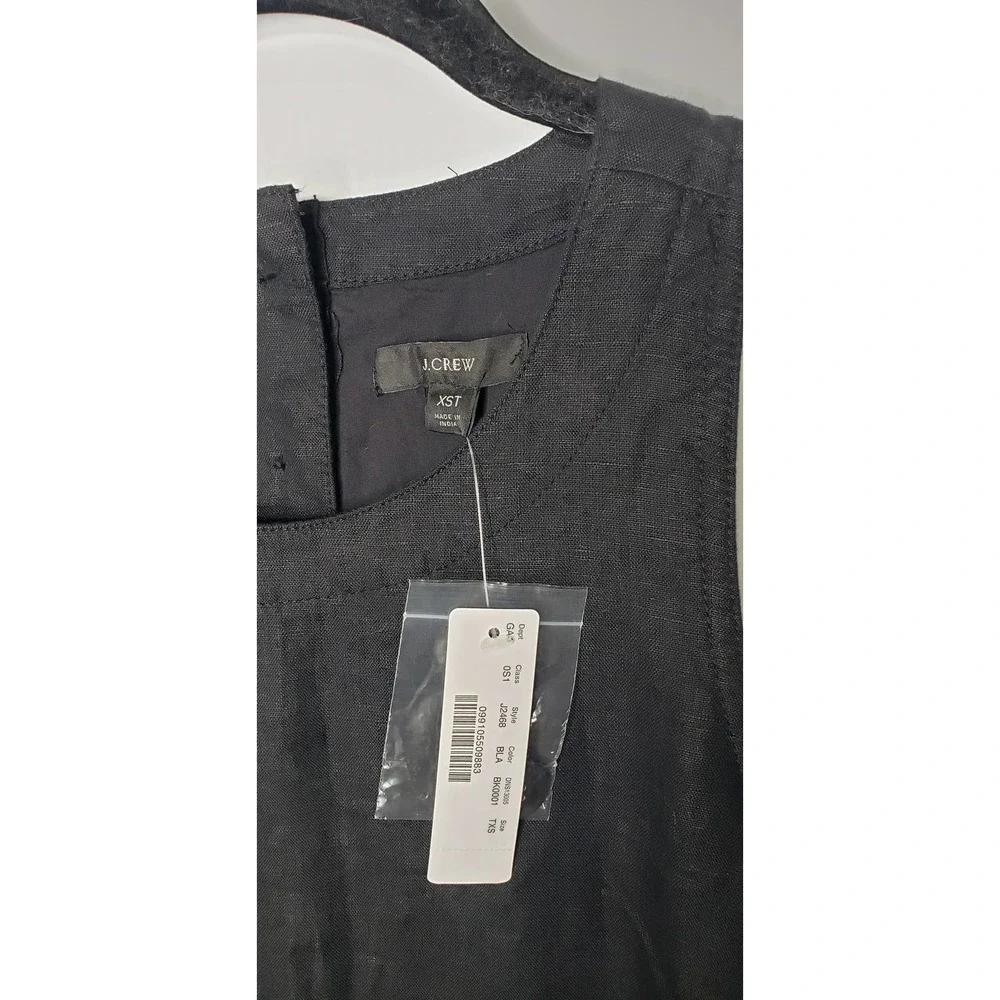 J. Crew NWT Black Beauchamps Linen Button Back Sleeveless Shift Dress XS Tall - Picture 8 of 12